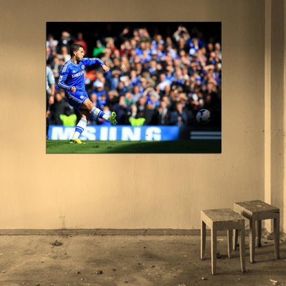 Eden Hazard Shot Awesome FC Chelsea Soccer Football Wall Art Print Poster