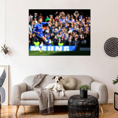 Eden Hazard Shot Awesome FC Chelsea Soccer Football Wall Art Print Poster