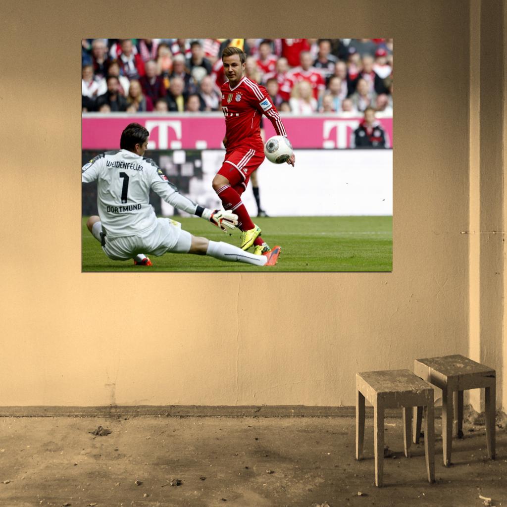 Mario Gotze Shot Goal Football Wall Art Print Poster