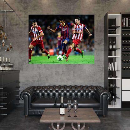 Neymar Jr Dribbling FC Awesome Football Wall Art Print Poster