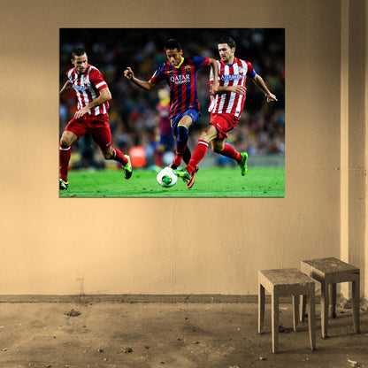 Neymar Jr Dribbling FC Awesome Football Wall Art Print Poster