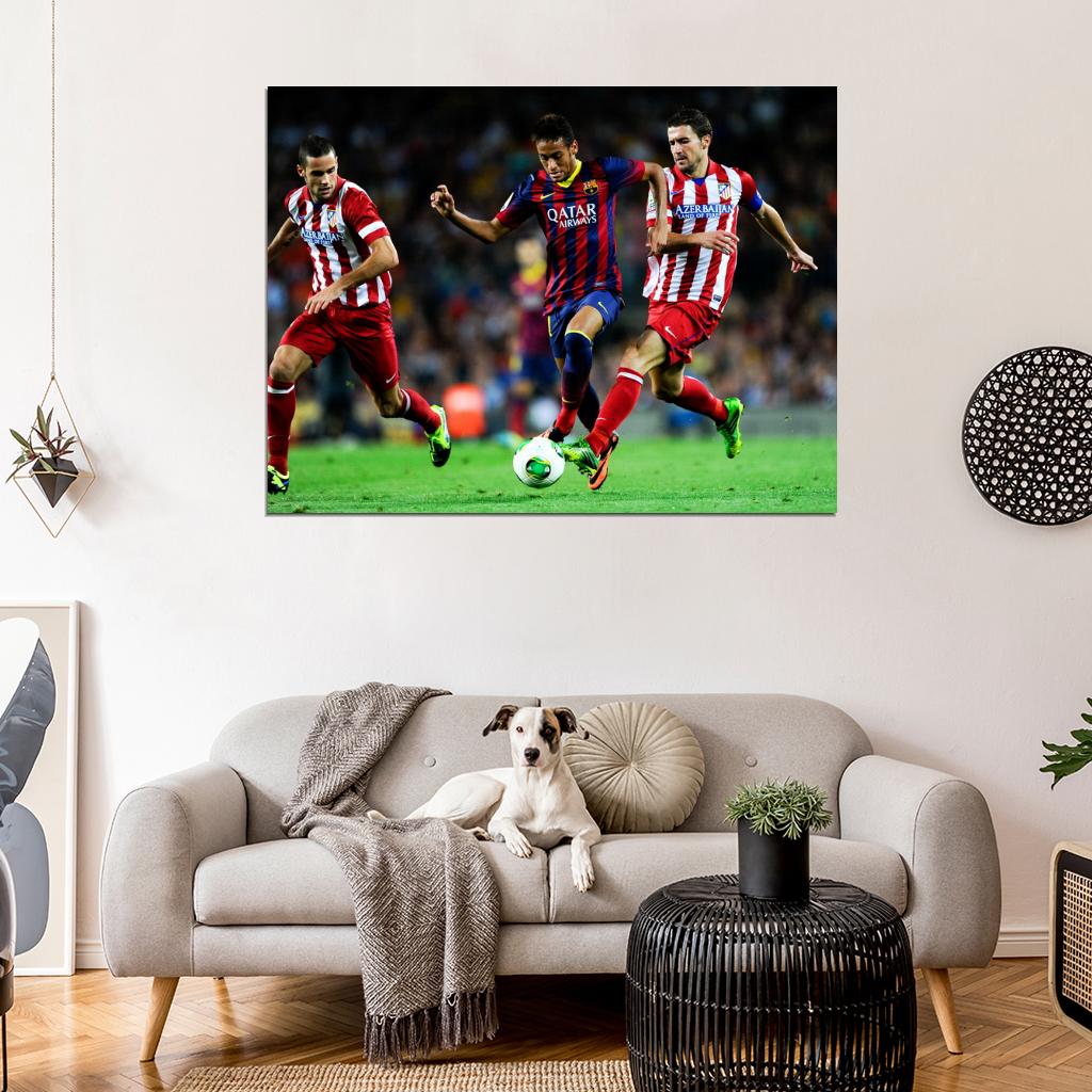 Neymar Jr Dribbling FC Awesome Football Wall Art Print Poster