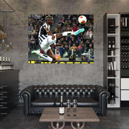 Paul Pogba Air Jump Rain FC Soccer Football Wall Art Print Poster