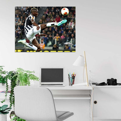 Paul Pogba Air Jump Rain FC Soccer Football Wall Art Print Poster