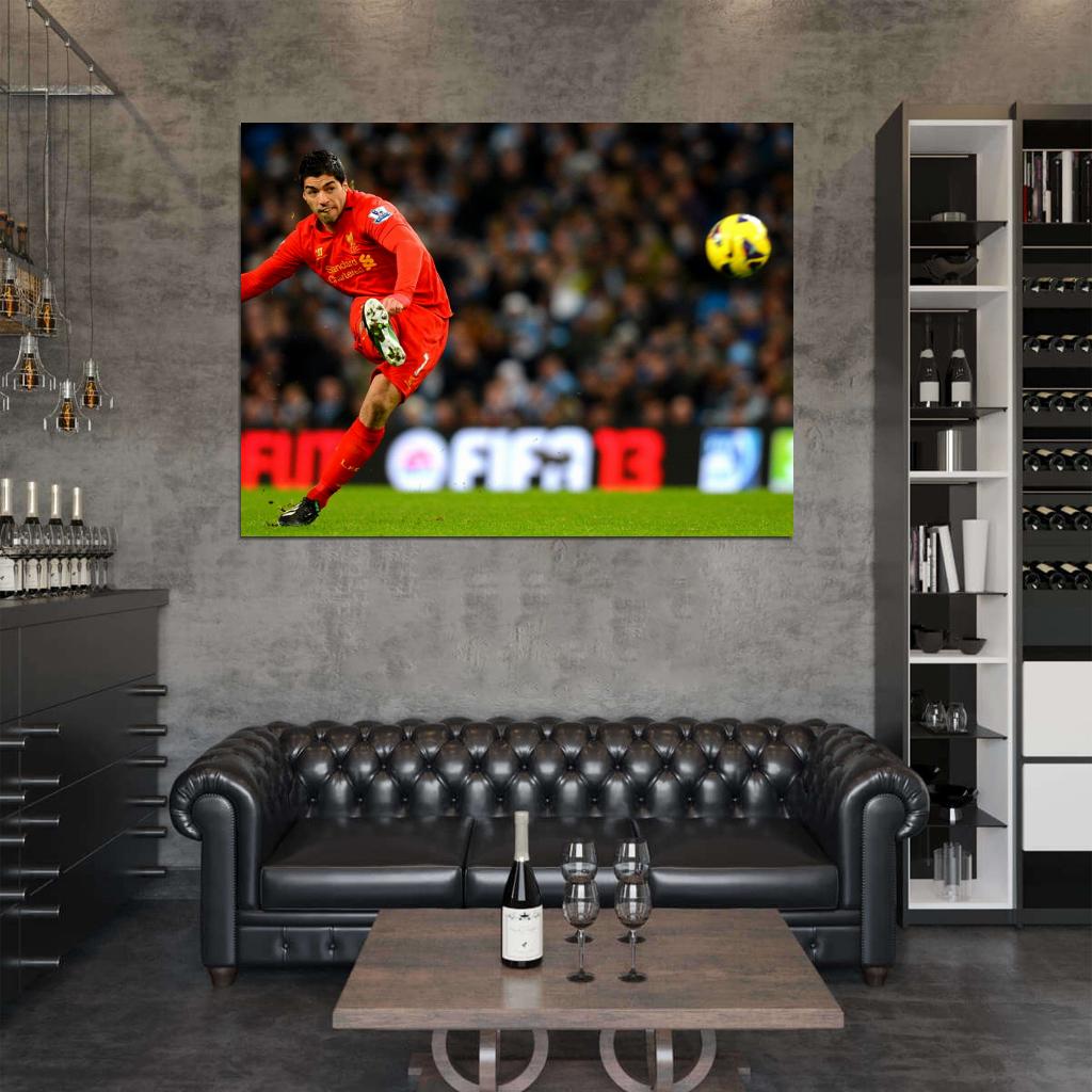 Luis Suarez Free Kick Ball Amazing Soccer Football Wall Art Print Poster