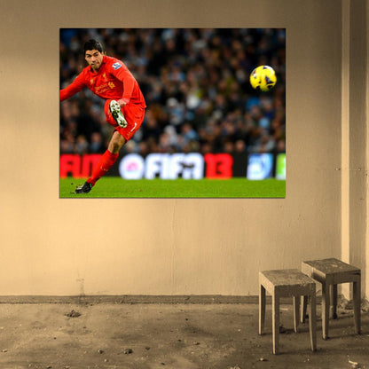 Luis Suarez Free Kick Ball Amazing Soccer Football Wall Art Print Poster
