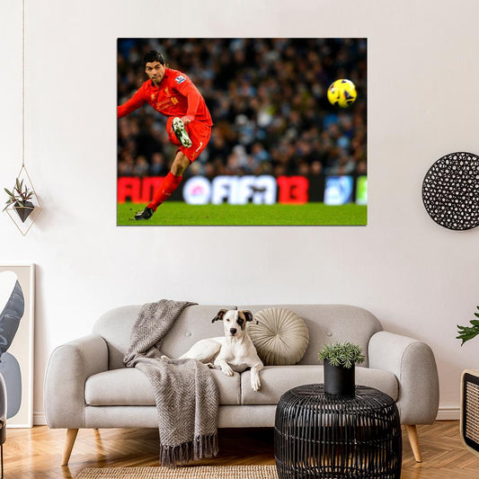 Luis Suarez Free Kick Ball Amazing Soccer Football Wall Art Print Poster