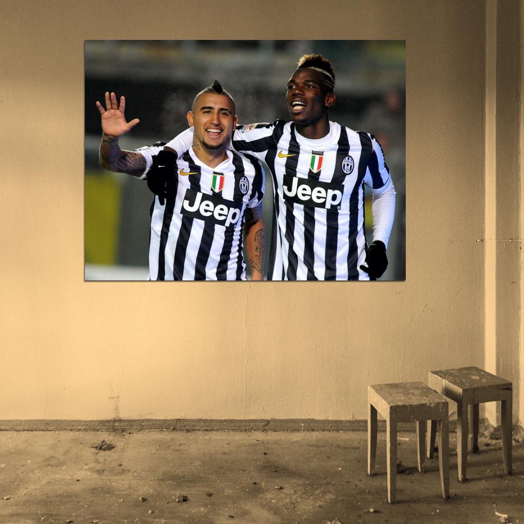 Arturo Vidal Paul Pogba FC Soccer Football Wall Art Print Poster