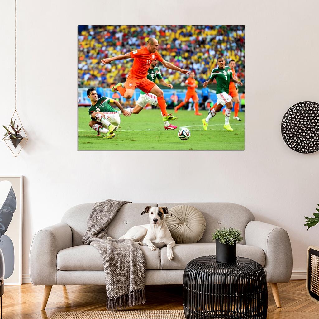 Arjen Robben Jump Goal The Netherlands World Cup Wall Art Print Poster
