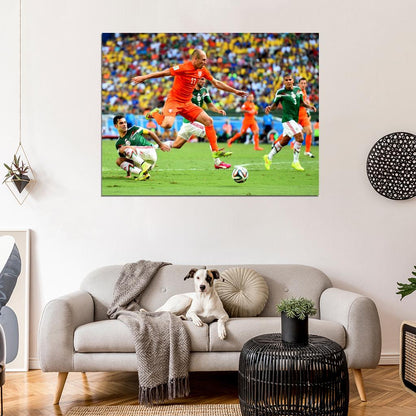 Arjen Robben Jump Goal The Netherlands World Cup Wall Art Print Poster