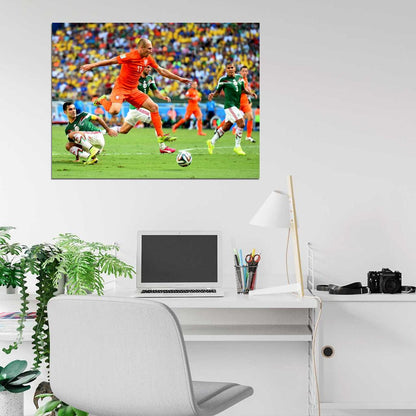 Arjen Robben Jump Goal The Netherlands World Cup Wall Art Print Poster