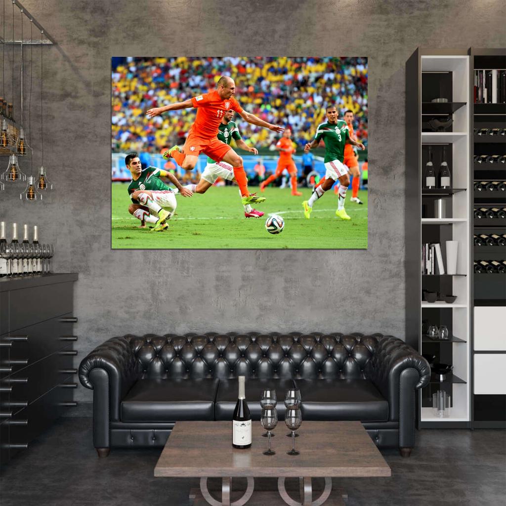Arjen Robben Jump Goal The Netherlands World Cup Wall Art Print Poster