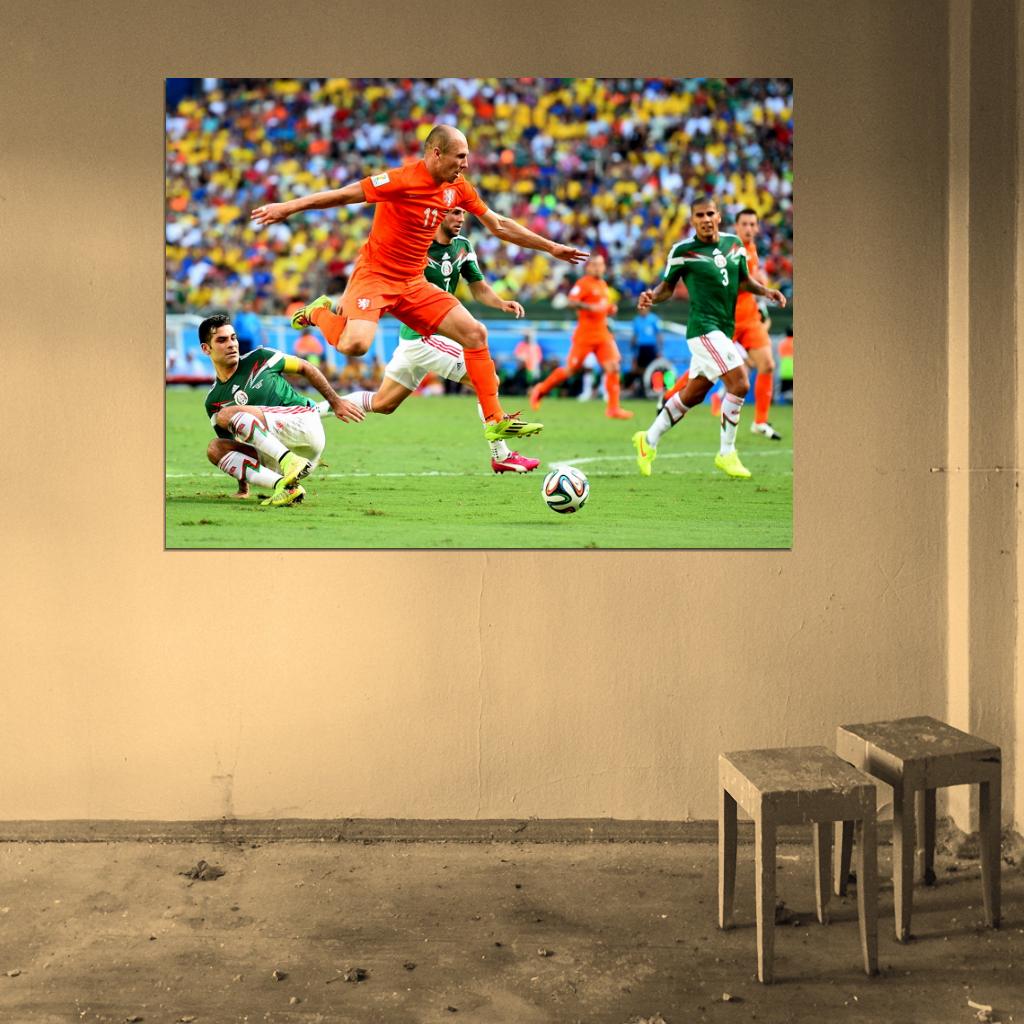 Arjen Robben Jump Goal The Netherlands World Cup Wall Art Print Poster