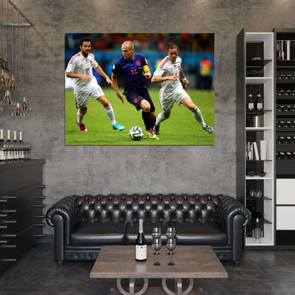 Arjen Robben Dribbling The Netherlands FIFA World Cup Wall Art Print Poster