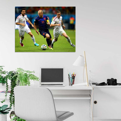 Arjen Robben Dribbling The Netherlands FIFA World Cup Wall Art Print Poster