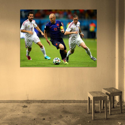 Arjen Robben Dribbling The Netherlands FIFA World Cup Wall Art Print Poster
