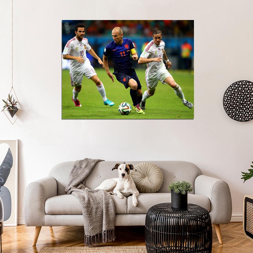 Arjen Robben Dribbling The Netherlands FIFA World Cup Wall Art Print Poster