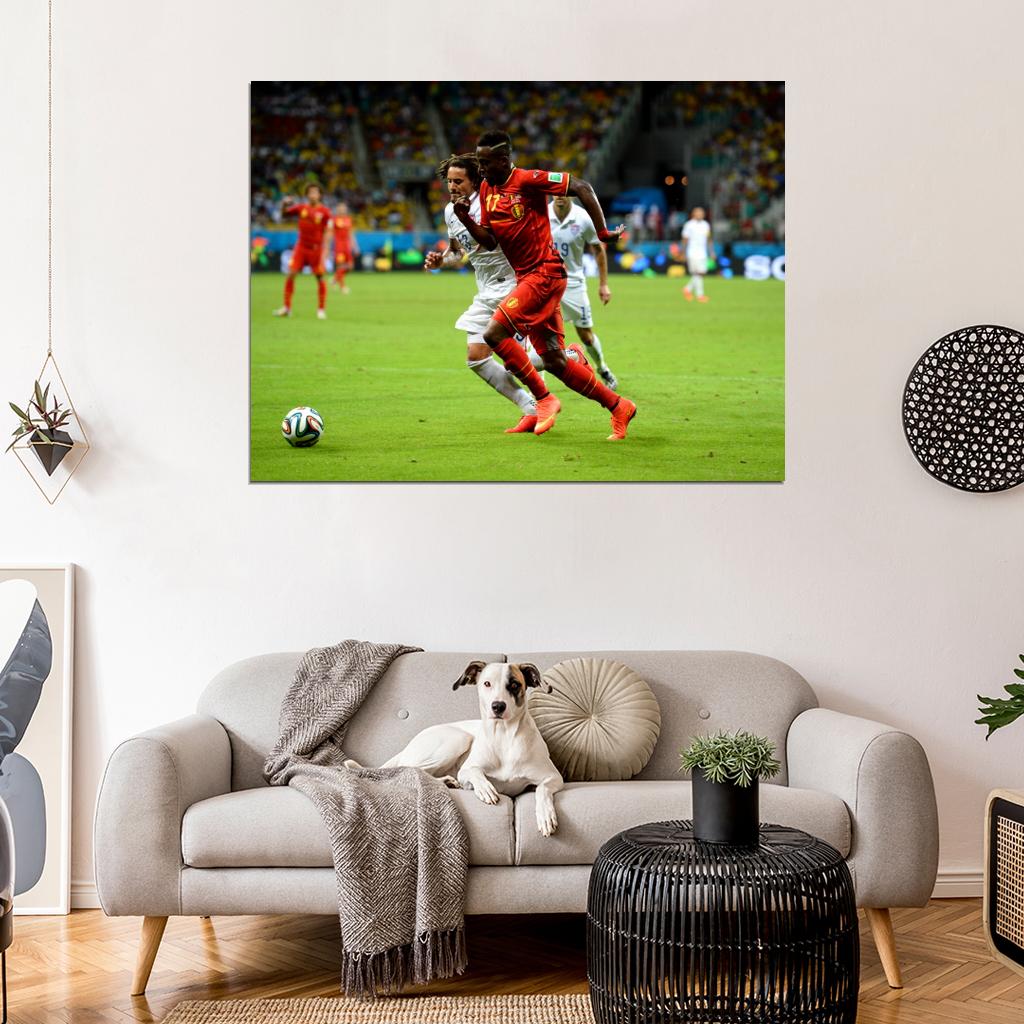 Divock Origi Dribbling Jermaine Jones Belgium USA Wall Art Print Poster