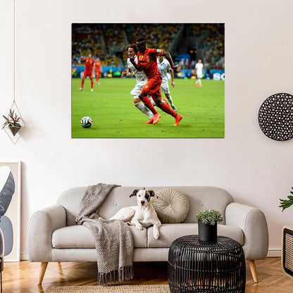 Divock Origi Dribbling Jermaine Jones Belgium USA Wall Art Print Poster
