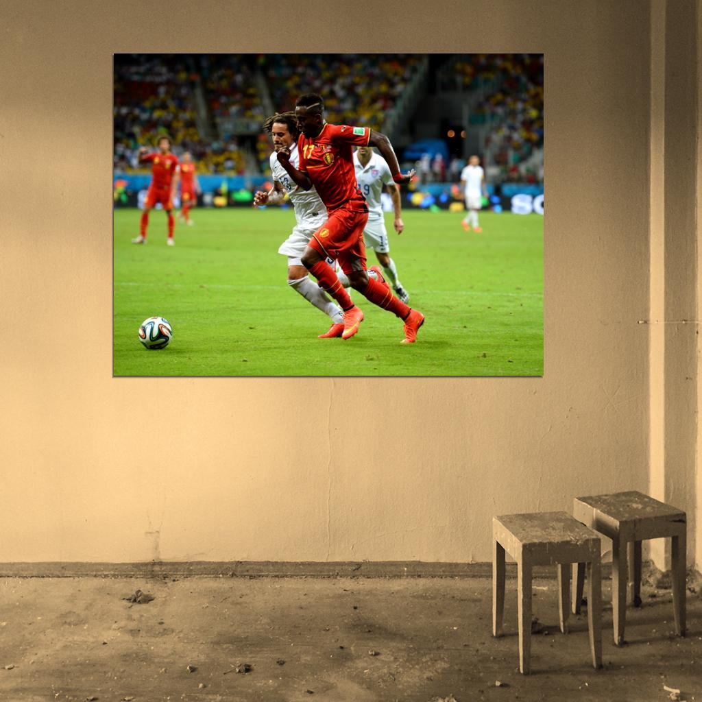 Divock Origi Dribbling Jermaine Jones Belgium USA Wall Art Print Poster