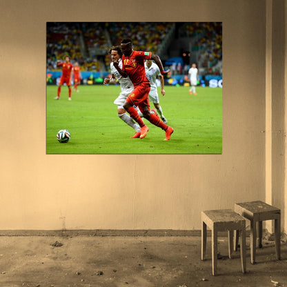 Divock Origi Dribbling Jermaine Jones Belgium USA Wall Art Print Poster