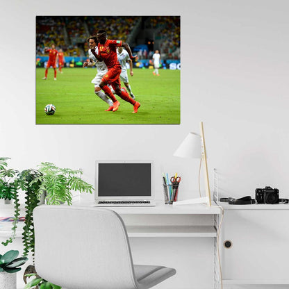 Divock Origi Dribbling Jermaine Jones Belgium USA Wall Art Print Poster