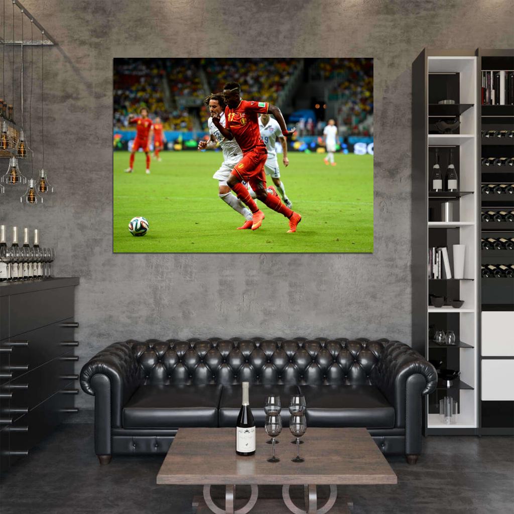 Divock Origi Dribbling Jermaine Jones Belgium USA Wall Art Print Poster