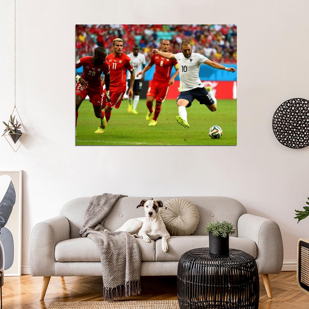 Karim Benzema Shot France 2014 FIFA World Cup Brazil Wall Art Print Poster