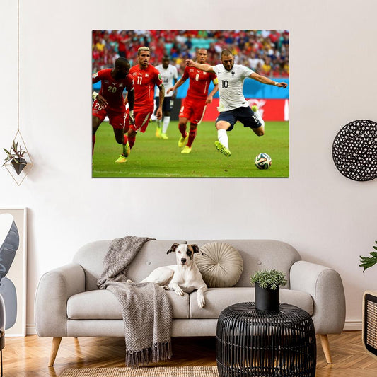 Karim Benzema Shot France 2014 FIFA World Cup Brazil Wall Art Print Poster