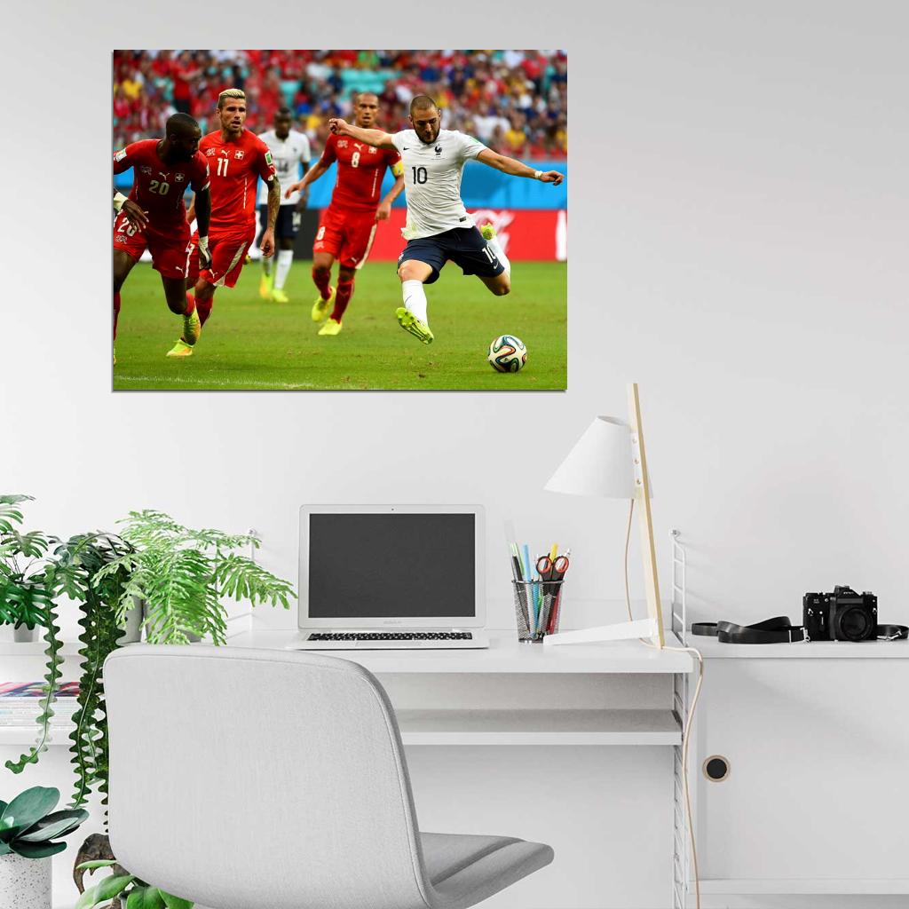 Karim Benzema Shot France 2014 FIFA World Cup Brazil Wall Art Print Poster
