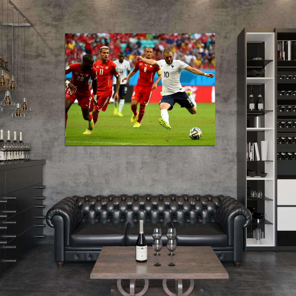 Karim Benzema Shot France 2014 FIFA World Cup Brazil Wall Art Print Poster