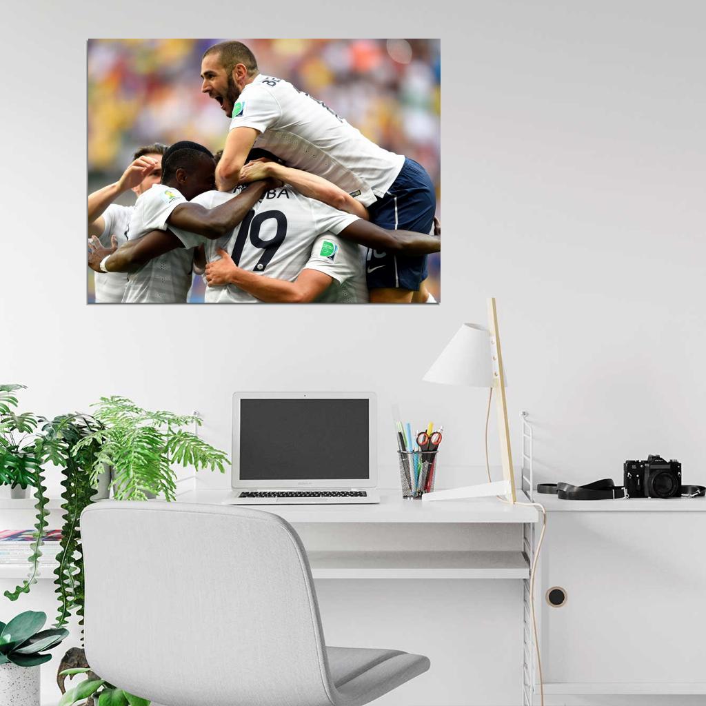 Karim Benzema France Goal Celebration World Cup Brazil Wall Art Print Poster