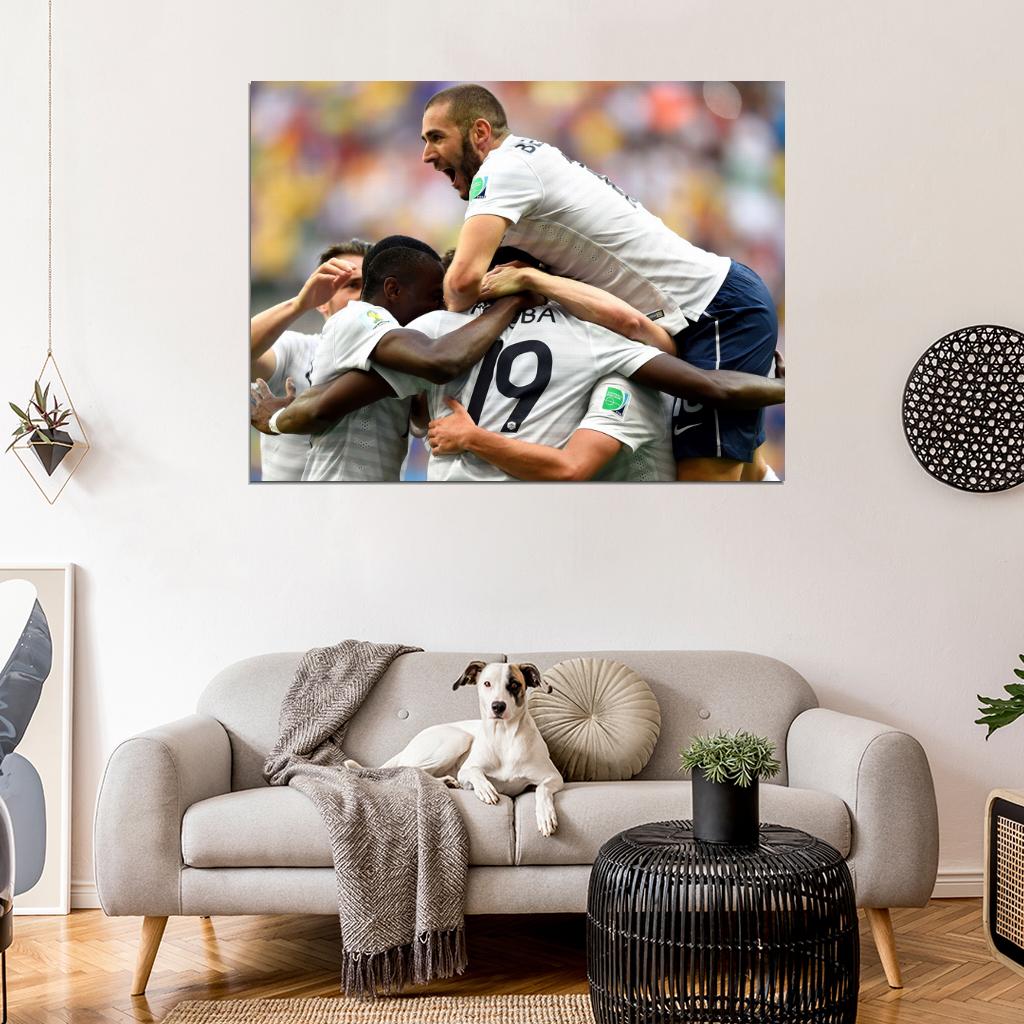 Karim Benzema France Goal Celebration World Cup Brazil Wall Art Print Poster