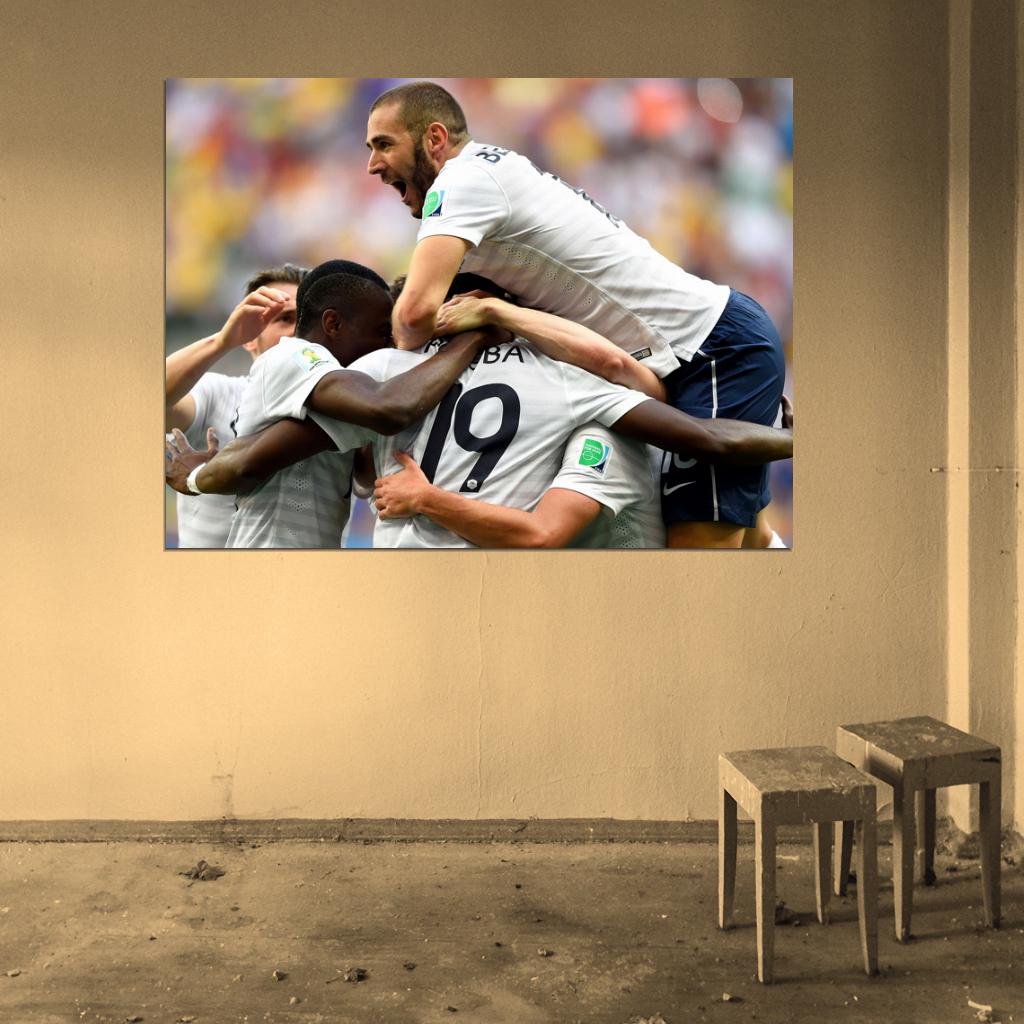 Karim Benzema France Goal Celebration World Cup Brazil Wall Art Print Poster