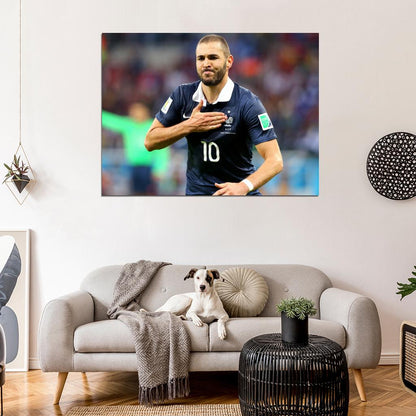 Karim Benzema France Goal Celebration Soccer Football Wall Art Print Poster