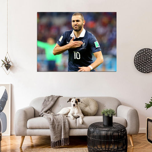 Karim Benzema France Goal Celebration Soccer Football Wall Art Print Poster