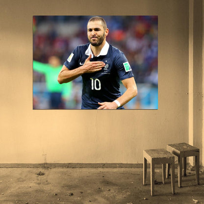 Karim Benzema France Goal Celebration Soccer Football Wall Art Print Poster