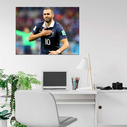 Karim Benzema France Goal Celebration Soccer Football Wall Art Print Poster