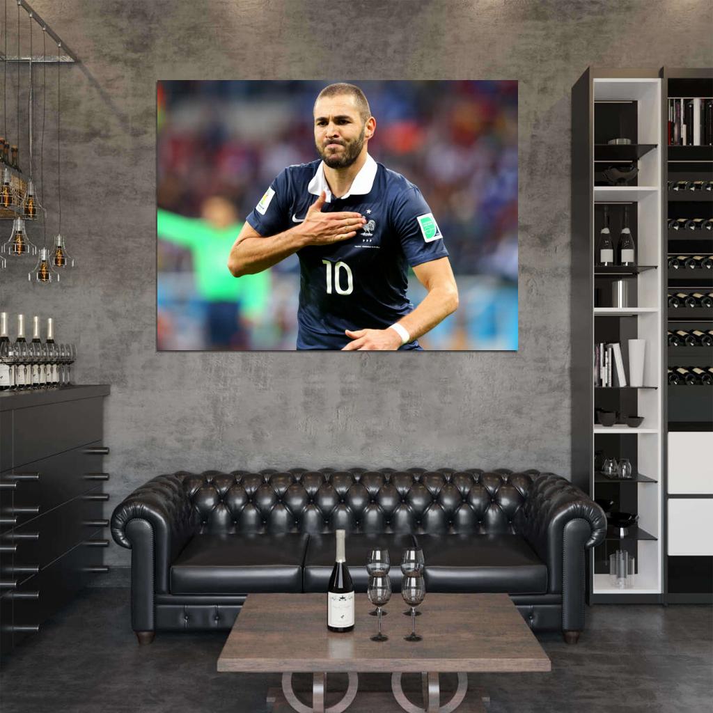 Karim Benzema France Goal Celebration Soccer Football Wall Art Print Poster