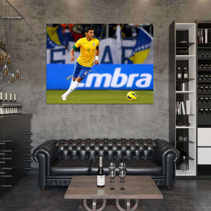 Thiago Silva Dribbling Captain FIFA World Cup Brazil Wall Art Print Poster