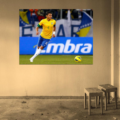 Thiago Silva Dribbling Captain FIFA World Cup Brazil Wall Art Print Poster