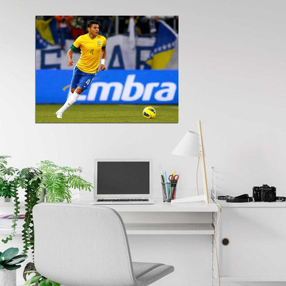 Thiago Silva Dribbling Captain FIFA World Cup Brazil Wall Art Print Poster