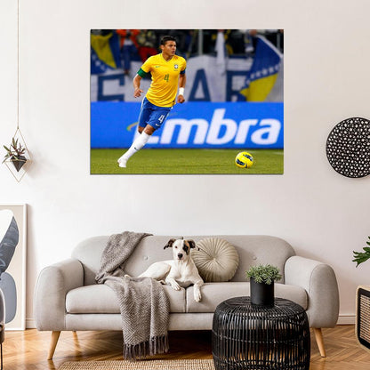 Thiago Silva Dribbling Captain FIFA World Cup Brazil Wall Art Print Poster