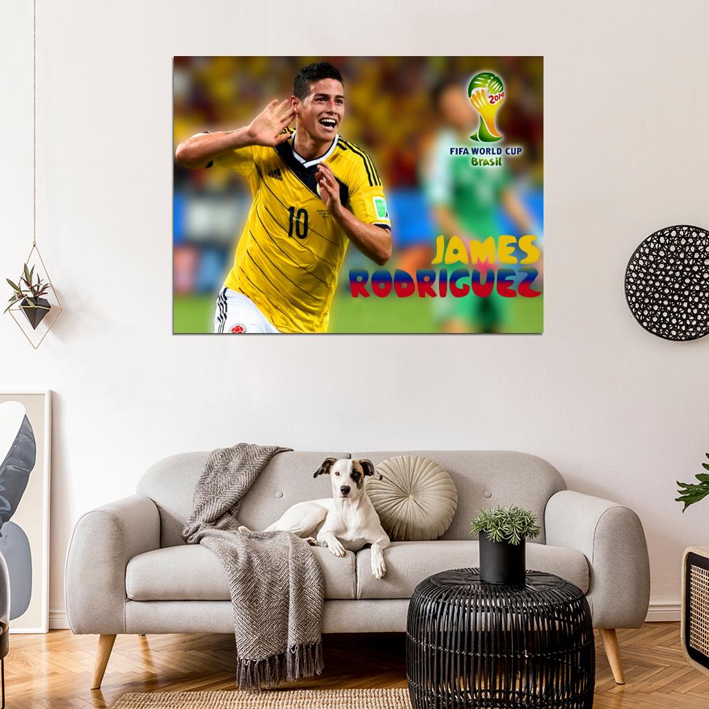 James Rodriguez Celebration Colombia Soccer Football Wall Art Print Poster