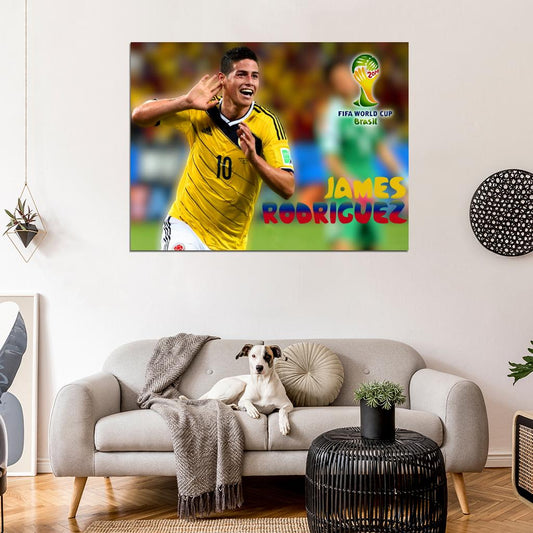 James Rodriguez Celebration Colombia Soccer Football Wall Art Print Poster