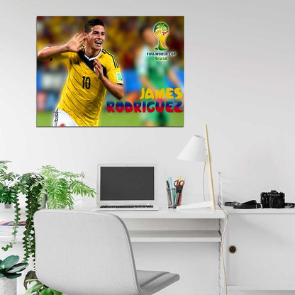 James Rodriguez Celebration Colombia Soccer Football Wall Art Print Poster