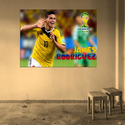 James Rodriguez Celebration Colombia Soccer Football Wall Art Print Poster