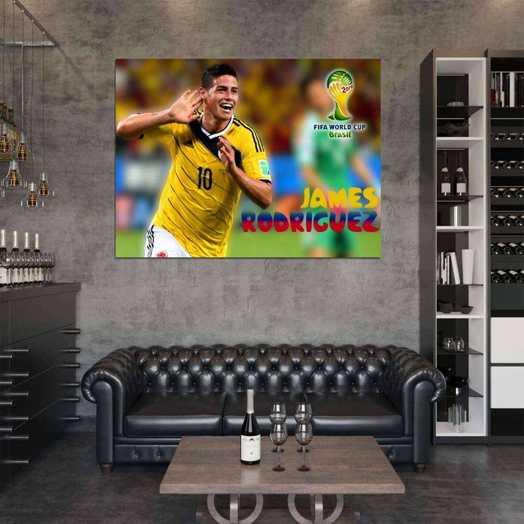James Rodriguez Celebration Colombia Soccer Football Wall Art Print Poster