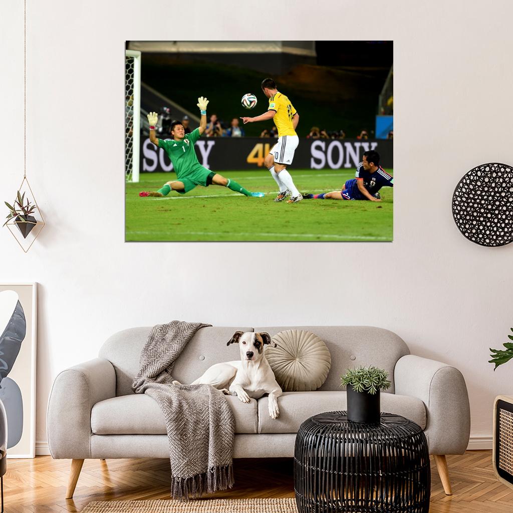James Rodriguez Shot Goal Colombia FIFA World Cup Wall Art Print Poster