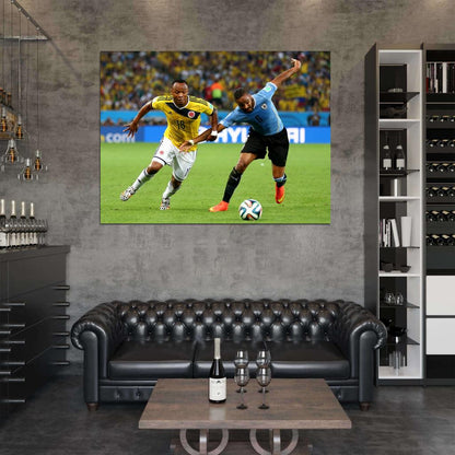 Juan Zuniga Alvaro Pereira Colombia Uruguay World Cup Wall Art Print Poster